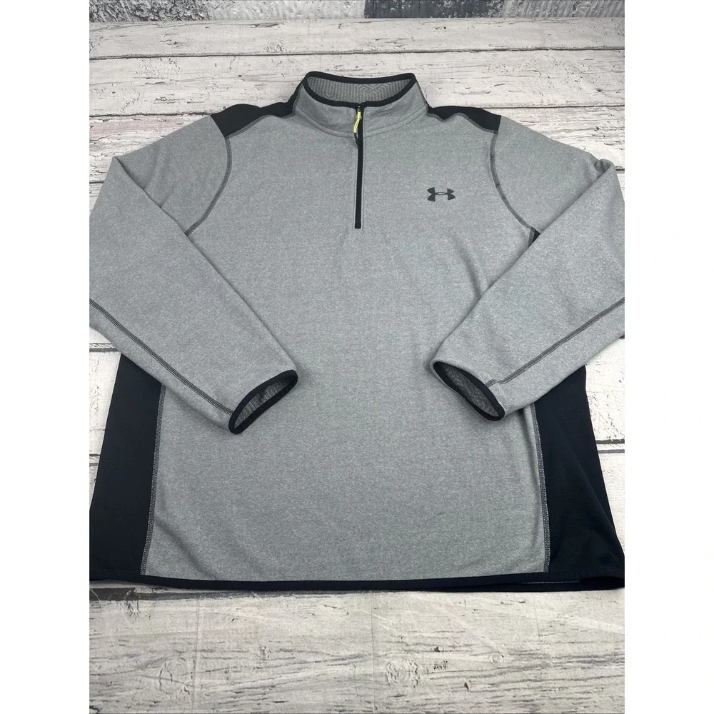 Under Armour ColdGear Men's 2XL Gray & Black Loose Fit 1/4 Zip LS Sweatshirt